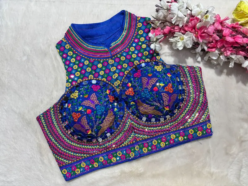 Neel Tara Embroidered Mirror Work Blouse - View 2
