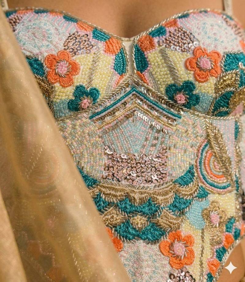 Phoolkari Hand-Embroidered Corset - View 4