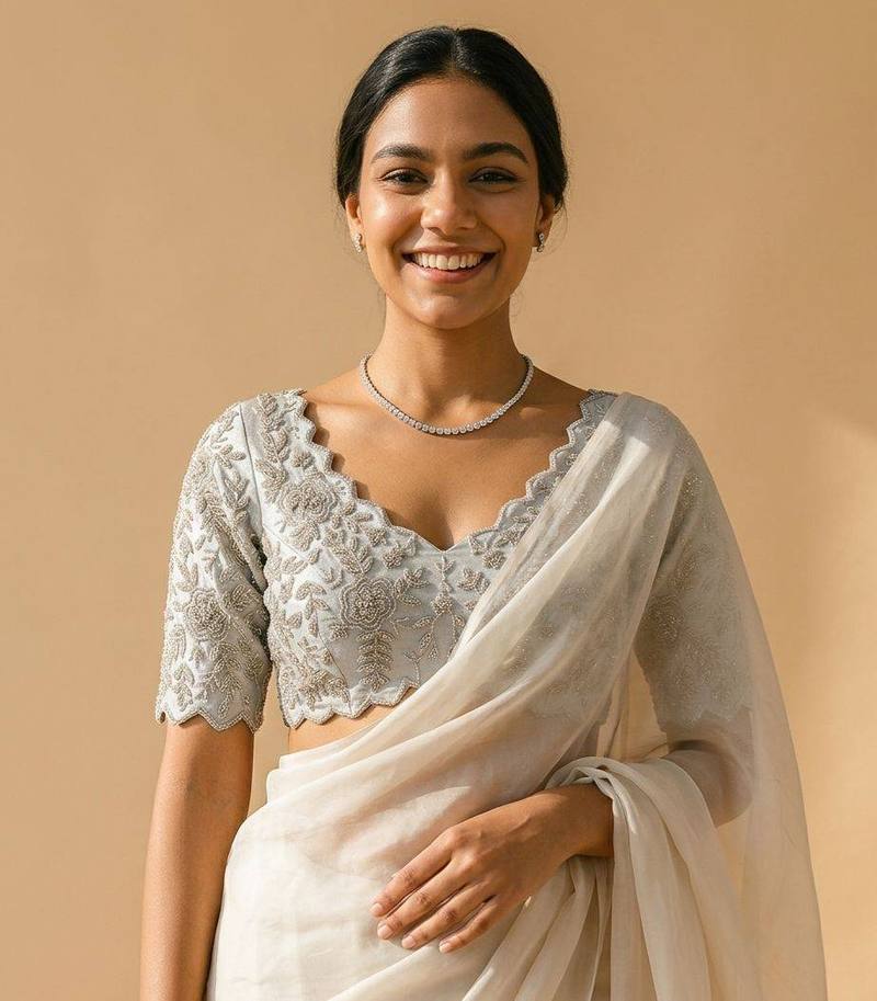 Rajat Rekha  Embroidered Designer Blouse  - View 1
