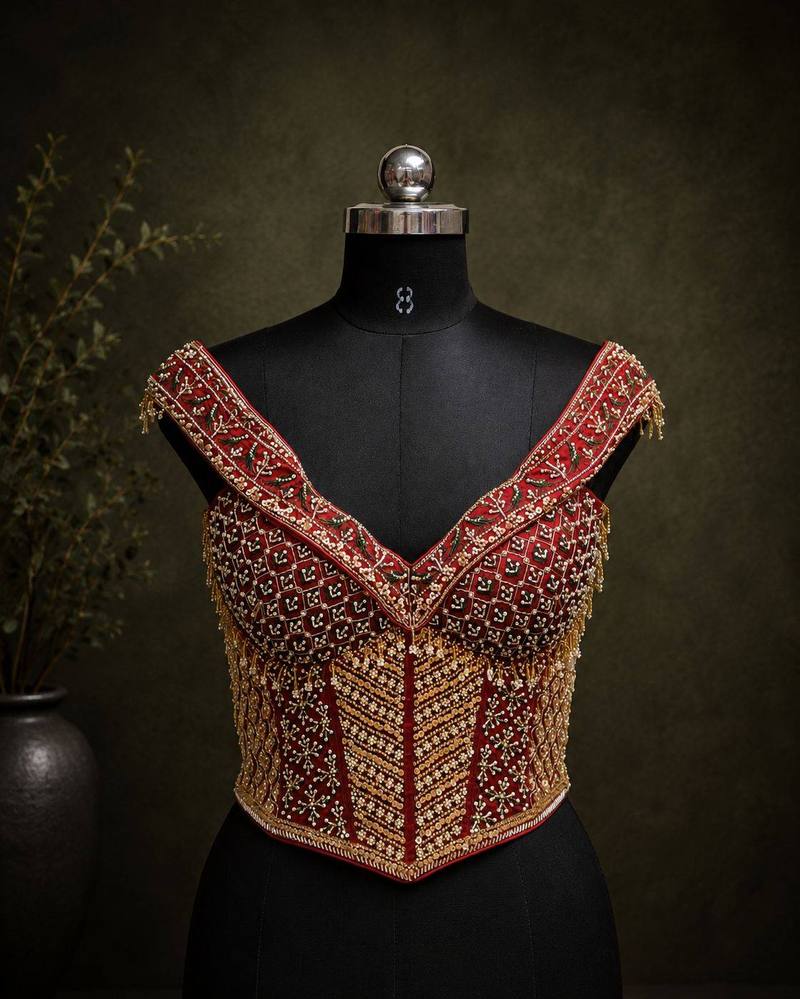 Jasmin Rani Pink Off-Shoulder Corset Blouse - View 6