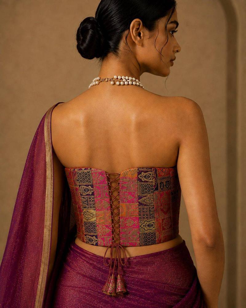Aarohi – Rani Brocade Corset Blouse - View 2