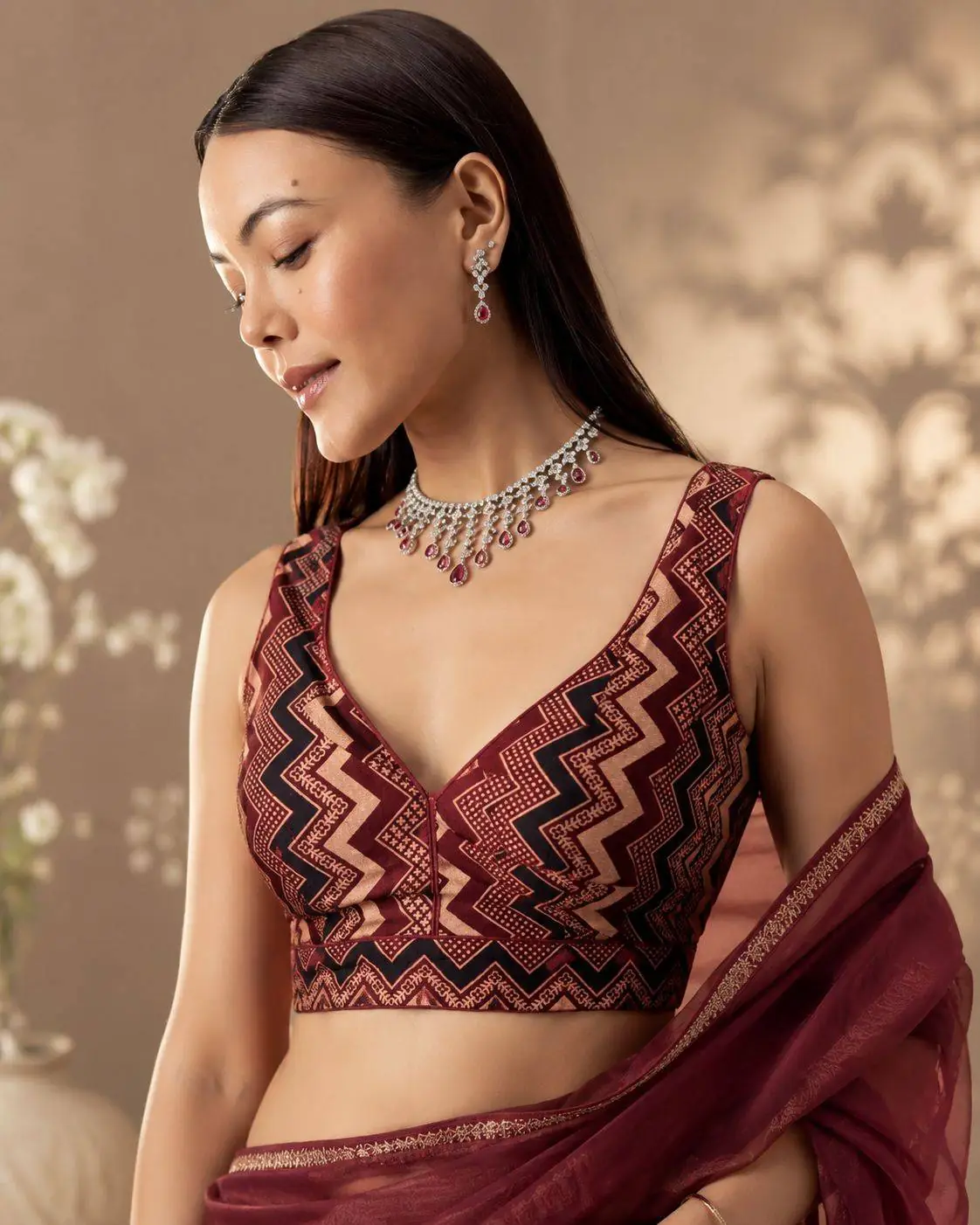 Maroon Hand Block Print Blouse