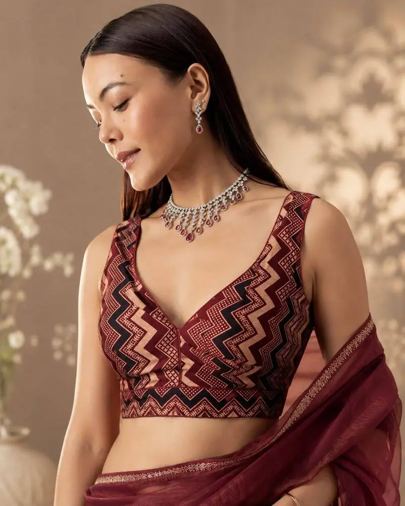 Maroon Hand Block Print Blouse