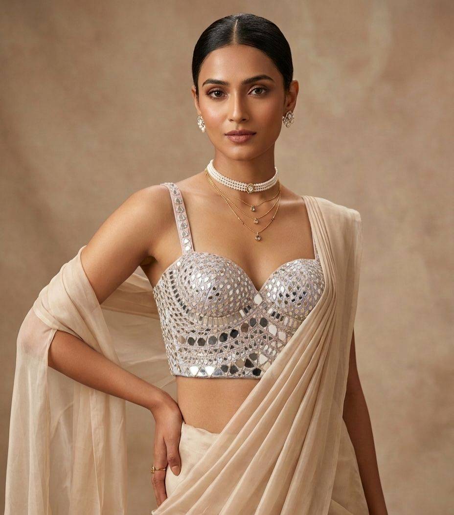 Mirror Work Corset Blouse - View 3