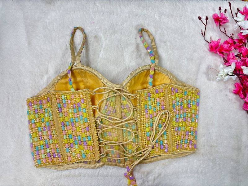 Beaded Multicolored Corset Blouse - View 3