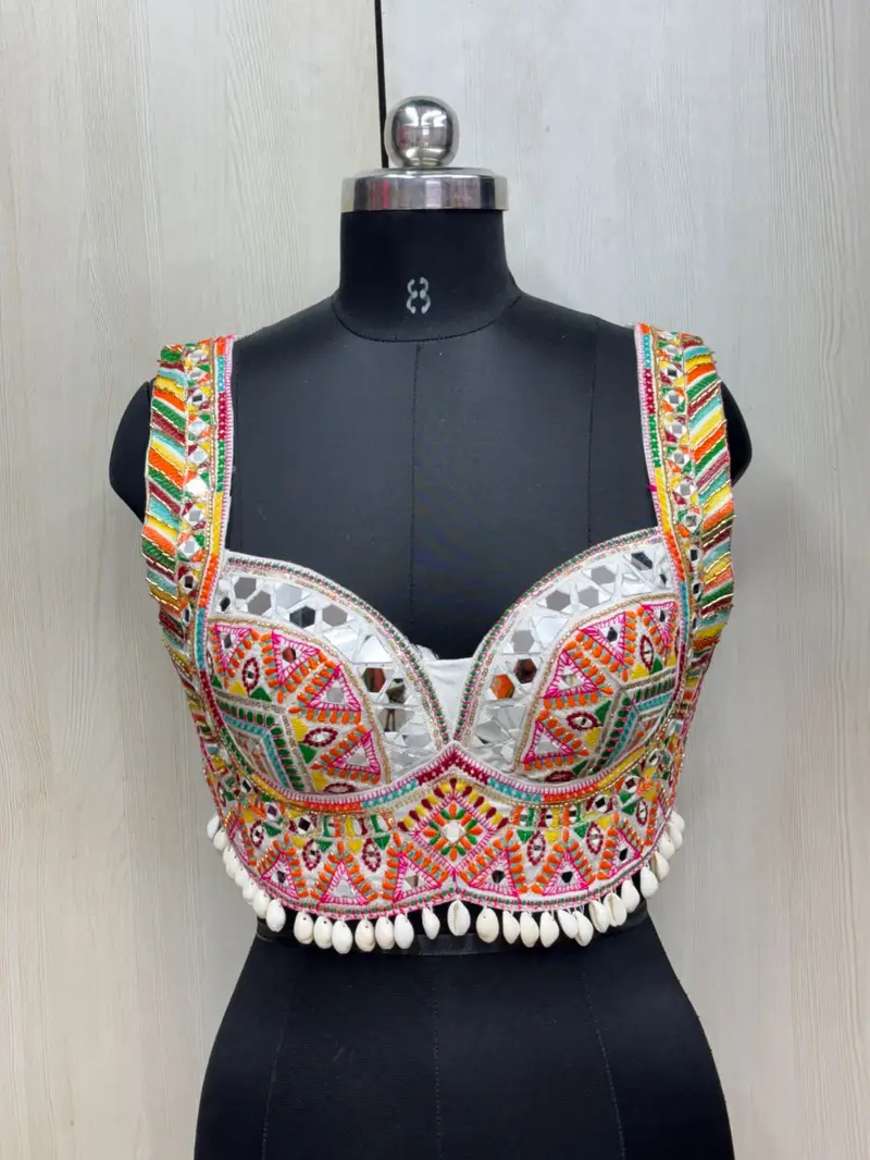 Phoolkari Mirror Work Blouse - View 1