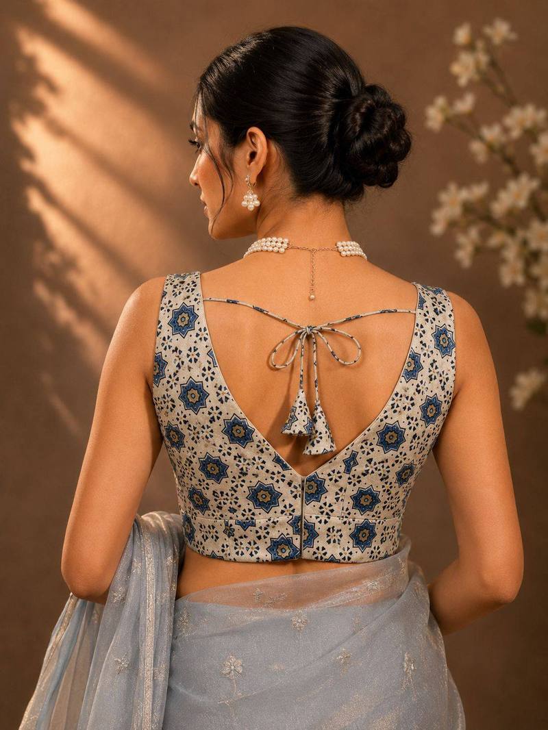 Ajrakh Silk Blouse - View 2