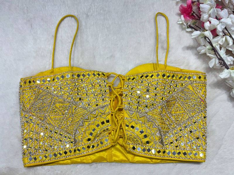 Kashvi Yellow Mirrorwork Blouse - View 4
