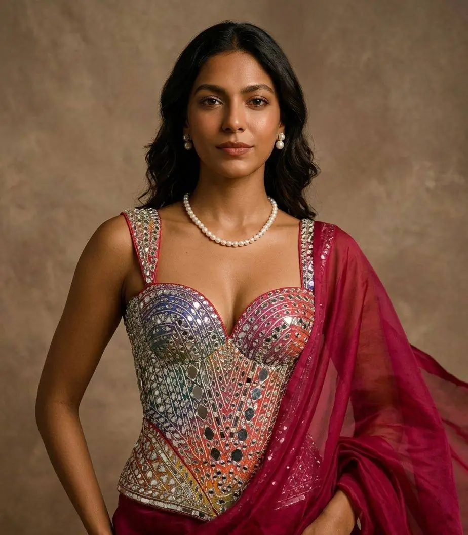Rainbow corset blouse