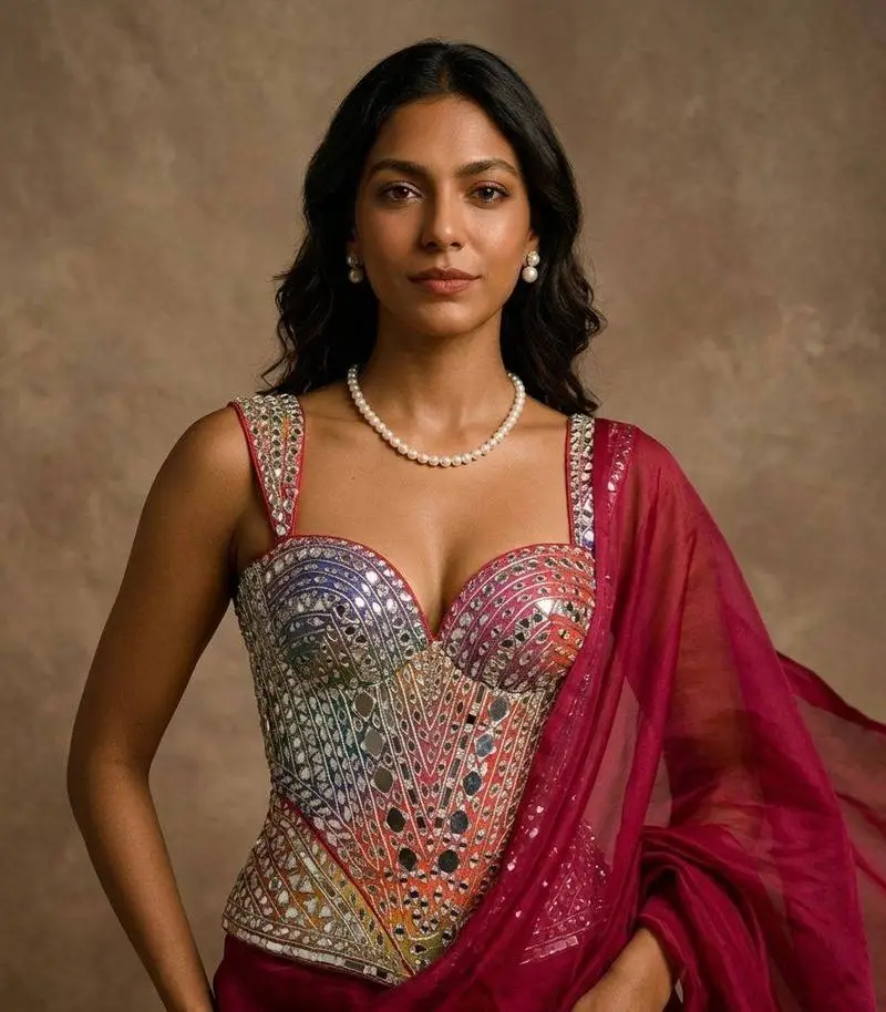 Rainbow corset blouse