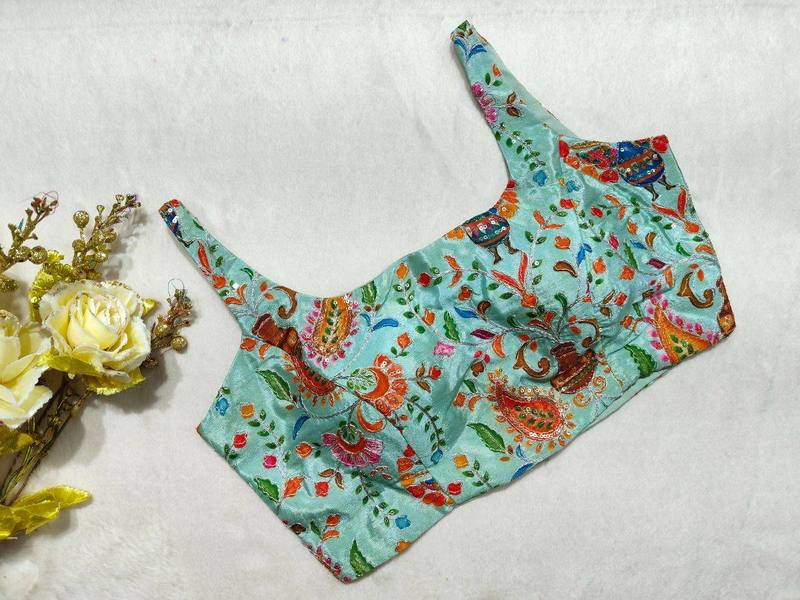 Neelambari Aqua Motif Blouse - View 2