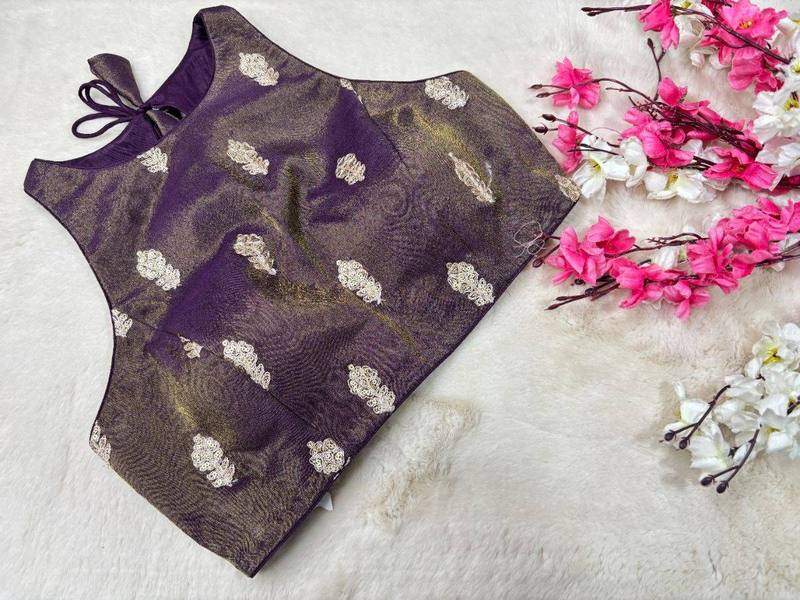Resham Rekha Embroidered Halter neck Blouse - View 1