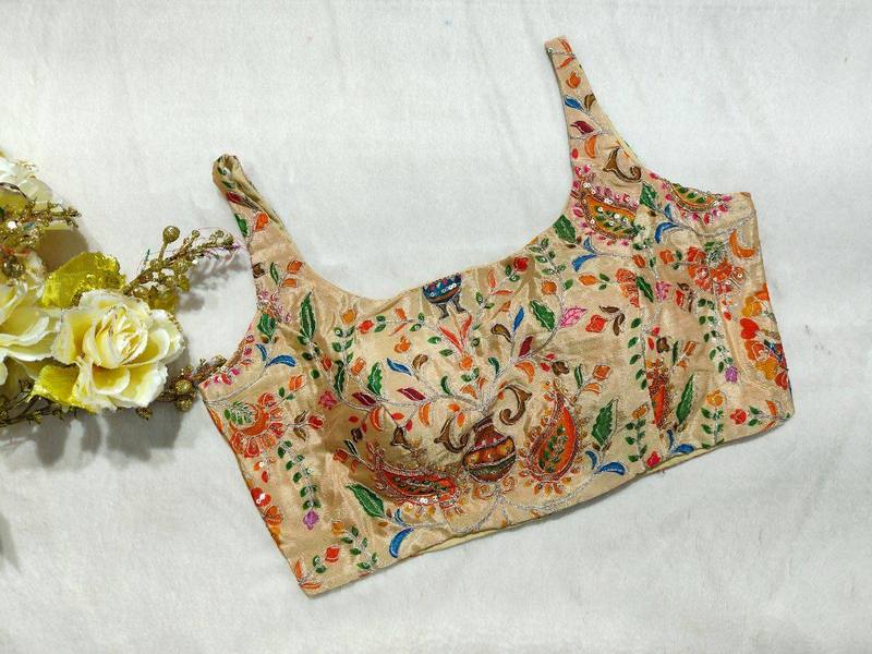 Neelambari Aqua Motif Blouse - View 6