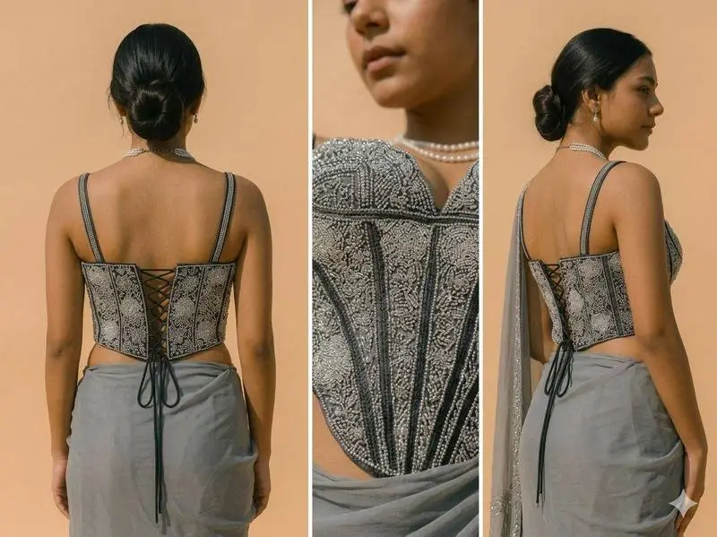 Kaali Mehfil Embroidered Corset - View 4