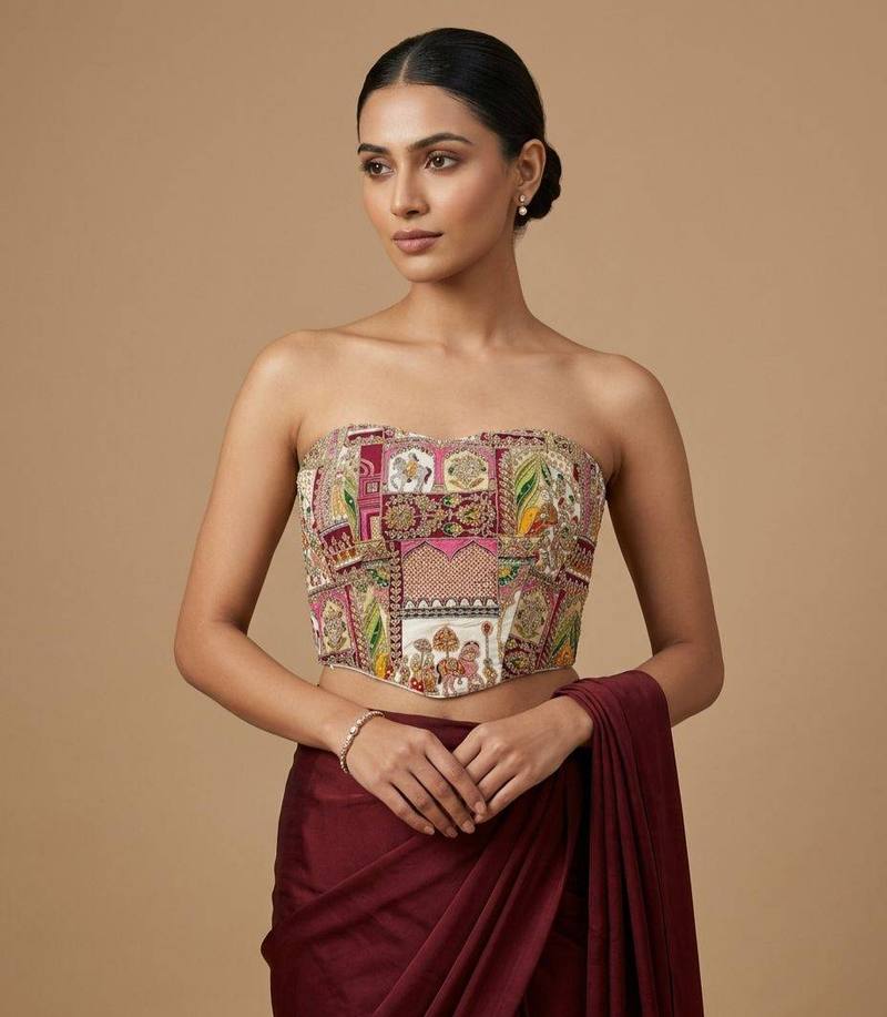 Rajwada Mosaic Strapless Blouse - View 1