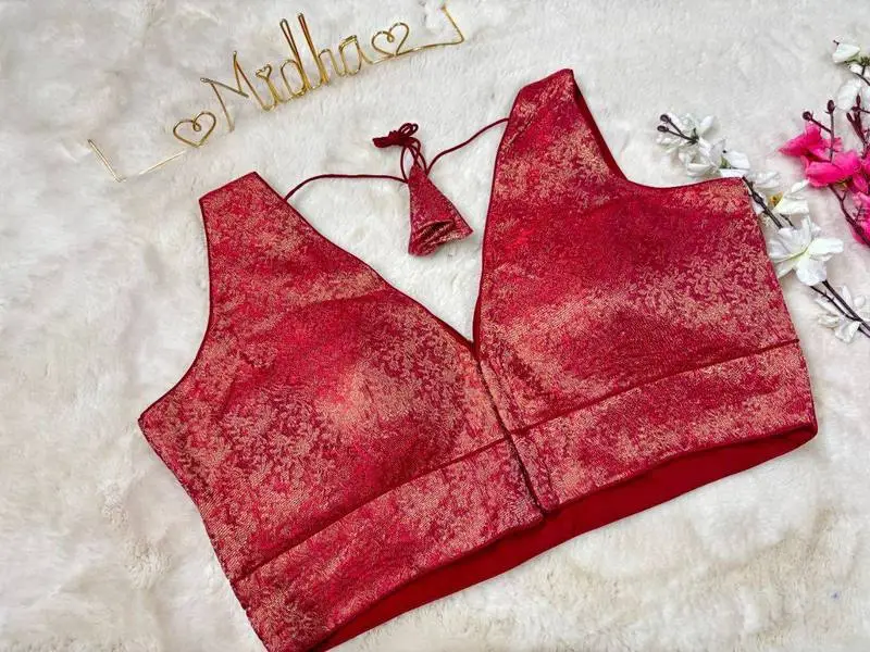 Mayur Shimmer V-Neck Blouse - View 11