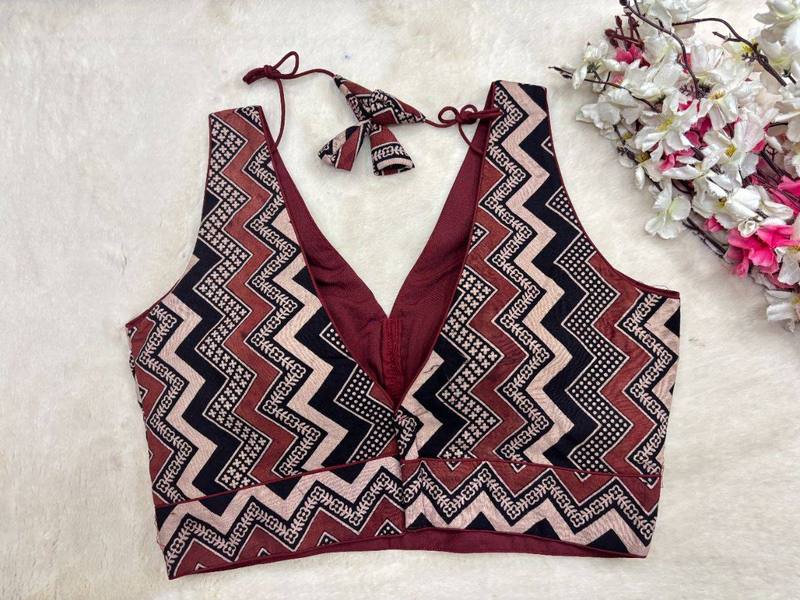 Maroon Hand Block Print Blouse - View 6