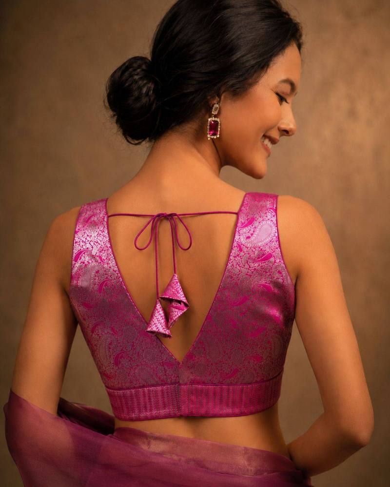 Noorani V-Back Blouse - View 2