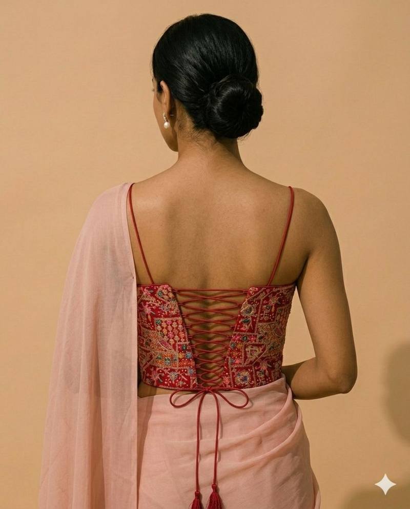 Lal Gulnaar Corset with Multi-Color Threadwork - View 4