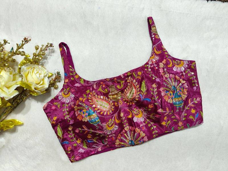Neelambari Aqua Motif Blouse - View 4
