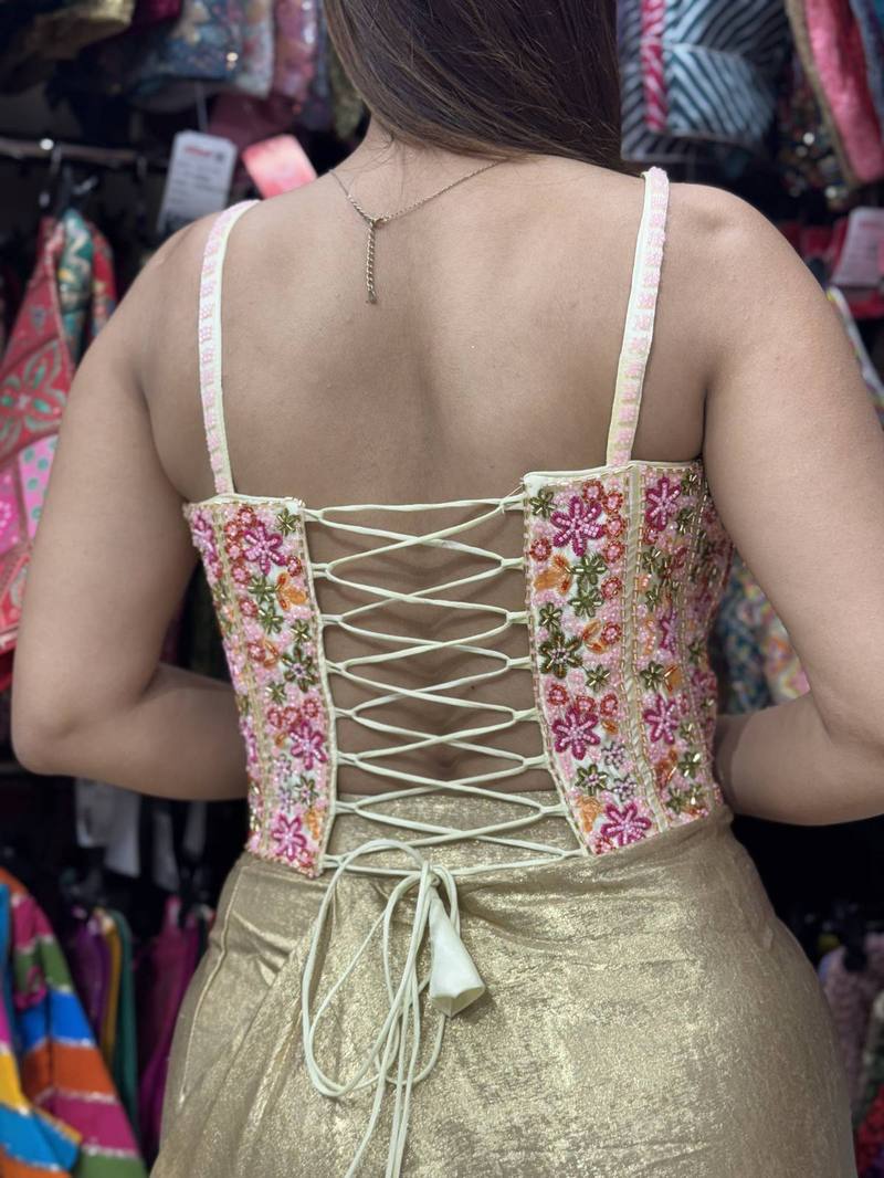 Phoolwari Ivory Corset Blouse - View 4