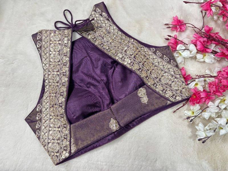 Resham Rekha Embroidered Halter neck Blouse - View 2