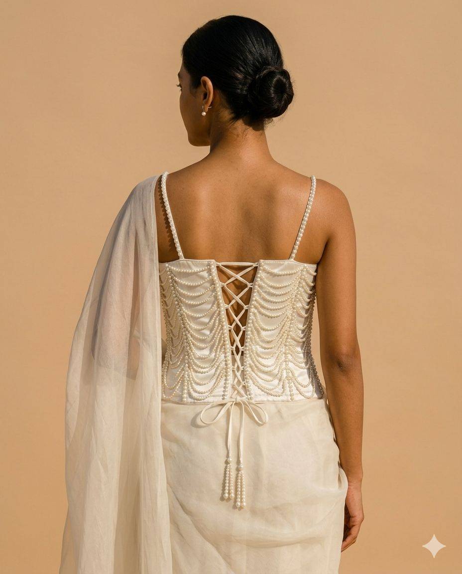 White Pearl Corset Blouse - View 3