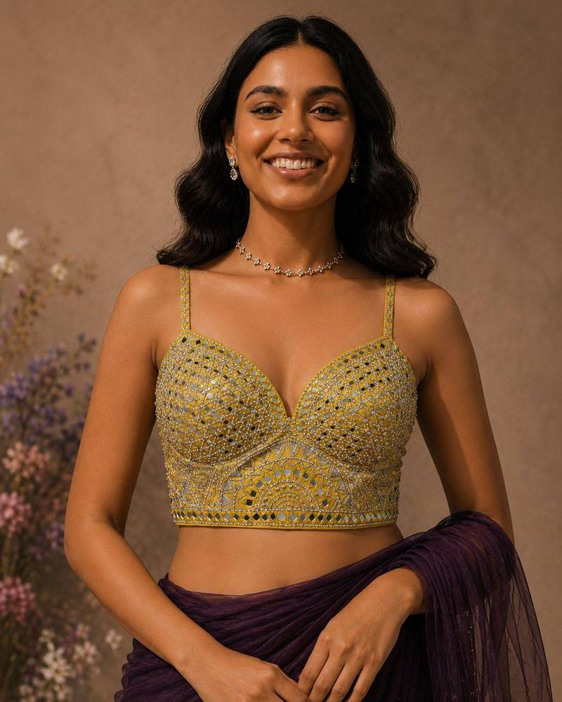 Kashvi Yellow Mirrorwork Blouse - View 1