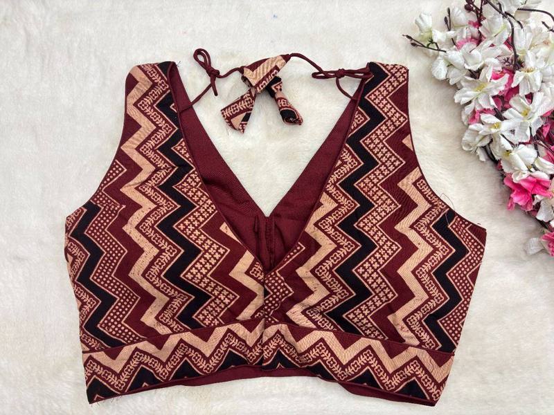 Maroon Hand Block Print Blouse - View 4