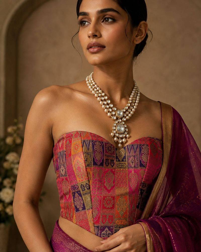 Aarohi – Rani Brocade Corset Blouse - View 1