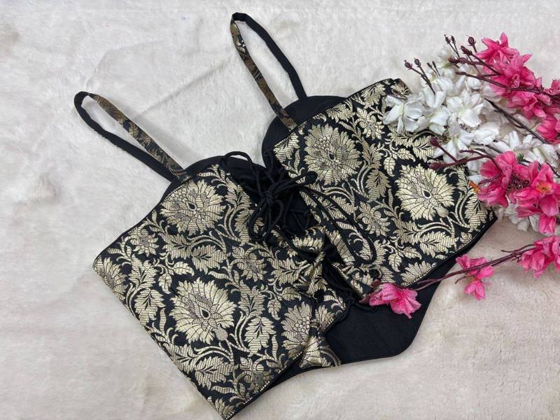Black Brocade Corset Blouse - View 5