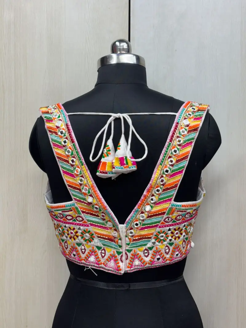 Phoolkari Mirror Work Blouse - View 2