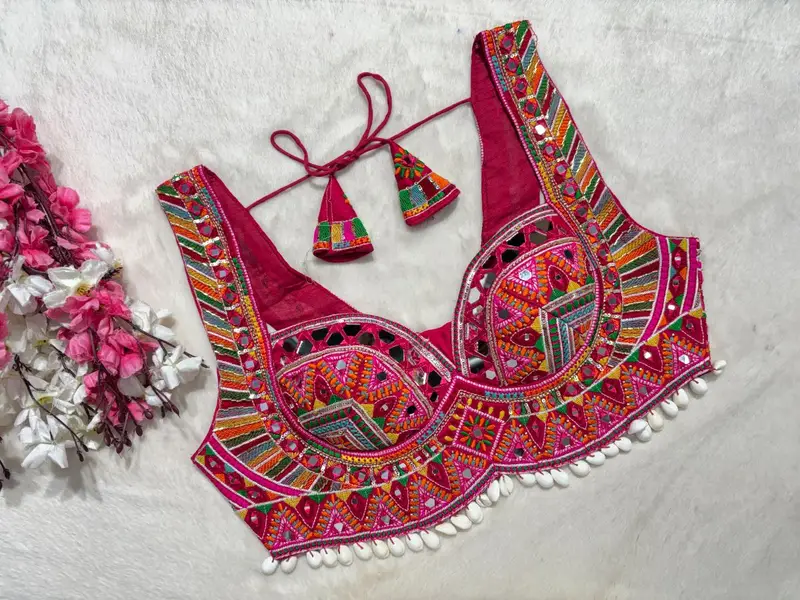 Phoolkari Mirror Work Blouse - View 6