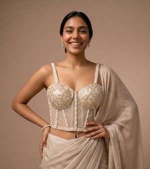 Champagne Sheer Corset Blouse