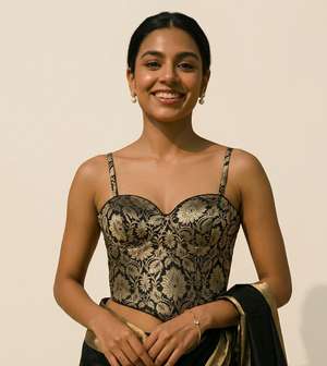 Black Brocade Corset Blouse