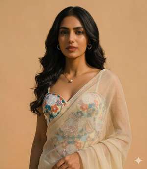 Hand-Embroidered Corset Blouse – Multicolor Floral Art