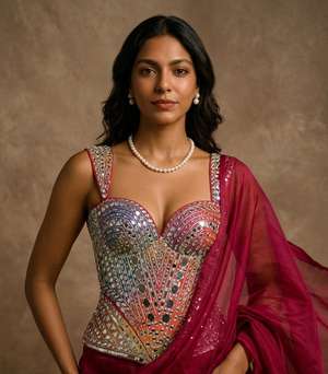 Rainbow corset blouse
