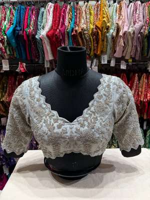 Grey  Embroidered Designer Blouse