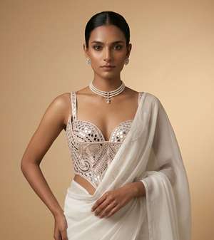 Blush Peach Mirrorwork Corset Blouse