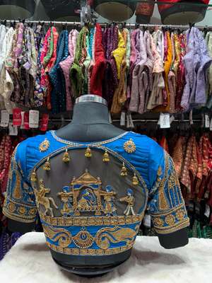 Royal Blue Embroidered Bridal Blouse